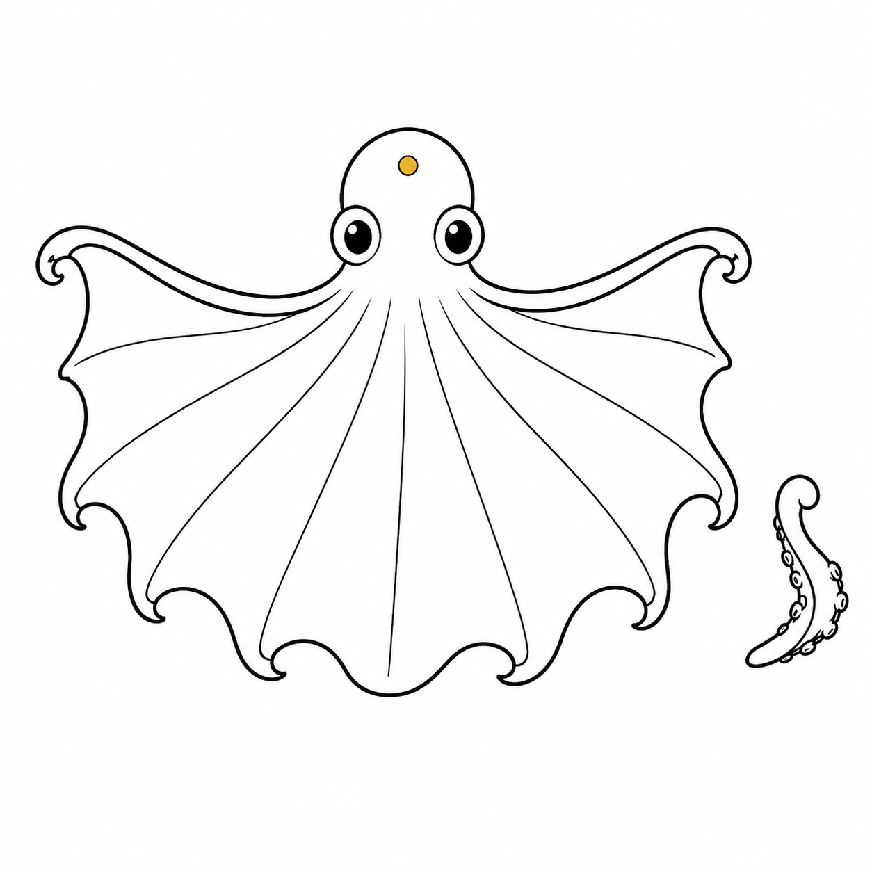 Illustration of the Blanket Octopus, the female unfurling a great iridescent cape of webbing